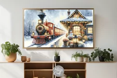 Christmas Train TV Art, Christmas Frame TV art, snow man Product Image 3