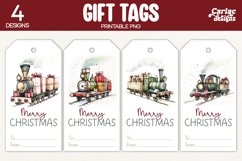 christmas train gift tag