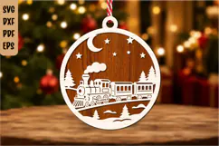 Christmas Train Ornament Laser Cut SVG Product Image 1