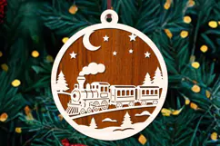 Christmas Train Ornament Laser Cut SVG Product Image 2