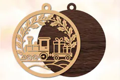 Christmas Train Ornament Laser Cut SVG Product Image 2