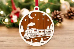 Christmas Train Ornament Laser Cut SVG Product Image 3