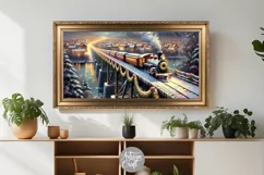 Christmas Train TV Art, Christmas Frame TV art, vintage Product Image 2