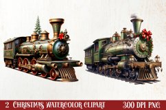 Christmas Trains Sublimation Clipart Product Image 1
