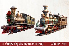 Christmas Trains Sublimation Clipart Product Image 1