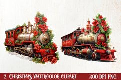 Christmas Trains Sublimation Clipart Product Image 1