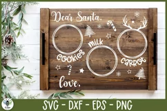 Dear Santa cookie tray cut file being shown on a rectangle wood serving tray