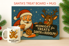 Santa Cookie Board &amp; Christmas Mug, Santa treat board Product Image 1