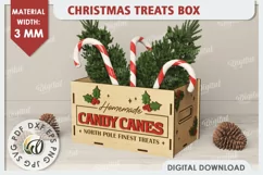 3D Christmas Treats Box Laser Cut. 3D Favor Box SVG Product Image 1