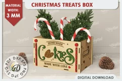 3D Christmas Treats Box Laser Cut. 3D Favor Box SVG Product Image 1