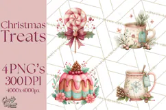 Watercolor Christmas Food PNG, Whimsical Holiday Treats Product Image 1