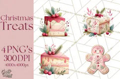 Watercolor Christmas Food PNG, Whimsical Holiday Treats Product Image 1