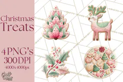 Watercolor Christmas Food PNG, Whimsical Holiday Treats Product Image 1