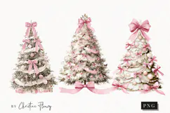 Coquette Christmas Tree Clipart | Pink Christmas PNG Product Image 1