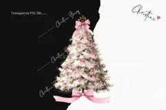 Coquette Christmas Tree Clipart | Pink Christmas PNG Product Image 2