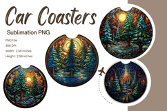 Christmas Tree Car Coasters Accessories Circle Keychains Product Image 1