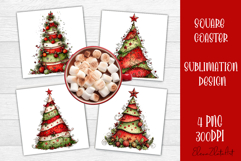 Christmas tree Sublimation Coaster Design Product Image 1