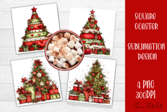 Christmas tree Sublimation Coaster Design Product Image 1