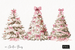 Coquette Christmas Tree Clipart | Pink Christmas PNG Product Image 1
