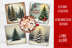 Christmas tree Sublimation Coaster Design Product Image 1