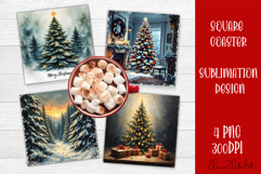 Christmas tree Sublimation Coaster Design Product Image 1