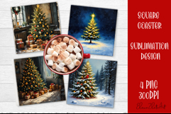 Christmas tree Sublimation Coaster Design Product Image 1