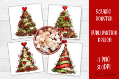 Christmas tree Sublimation Coaster Design Product Image 1