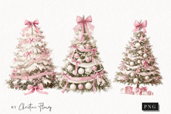 Coquette Christmas Tree Clipart | Pink Christmas PNG Product Image 1
