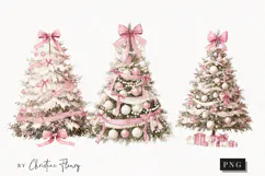 Coquette Christmas Tree Clipart | Pink Christmas PNG Product Image 1
