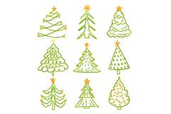 Christmas tree illustrations presenting various festive holi Product Image 1