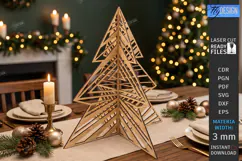 Wooden Christmas Tree Laser Cut | Tabletop Christmas Decor Product Image 1