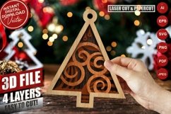 Laser cut Christmas Tree Template, Hanging Tree Tag Product Image 1