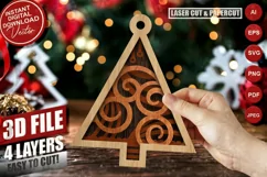 Laser cut Christmas Tree Template, Hanging Tree Tag Product Image 1