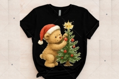 Christmas Tree and Bear PNG, Bear Christmas png, Retro Product Image 3