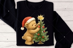 Christmas Tree and Bear PNG, Bear Christmas png, Retro Product Image 4