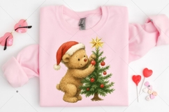 Christmas Tree and Bear PNG, Bear Christmas png, Retro Product Image 5