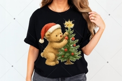 Christmas Tree and Bear PNG, Bear Christmas png, Retro Product Image 6