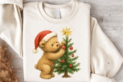 Christmas Tree and Bear PNG, Bear Christmas png, Retro Product Image 7