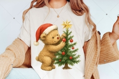 Christmas Tree and Bear PNG, Bear Christmas png, Retro Product Image 2