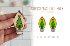 Christmas Bulb Earrings Laser Cut SVG Template, Ornament SVG Product Image 1