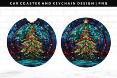 Christmas Tree Keychain And Car Coaster Sublimation Design Product Image 1