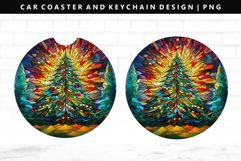 Christmas Tree Keychain And Car Coaster Sublimation Design Product Image 1