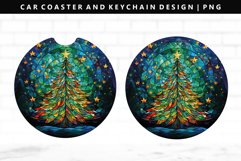 Christmas Tree Keychain And Car Coaster Sublimation Design Product Image 1
