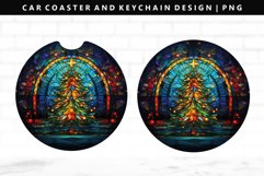 Christmas Tree Keychain And Car Coaster Sublimation Design Product Image 1