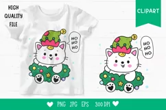 Christmas cat clipart kawaii animals xmas tree festival png Product Image 1