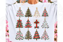 Christmas Tree PNG Collection, Vintage Red Green Holiday Tre Product Image 1