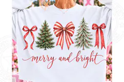 Christmas Tree Coquette Bow SVG PNG Product Image 1