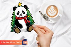 Christmas tree Cute Panda Sticker, Panda Holiday Sticker Product Image 1