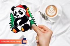 Christmas tree Cute Panda Sticker, Panda Holiday Sticker Product Image 1