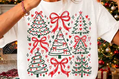 Christmas Tree Doodle PNG with Red Bows | Christmas Sublimat Product Image 3
